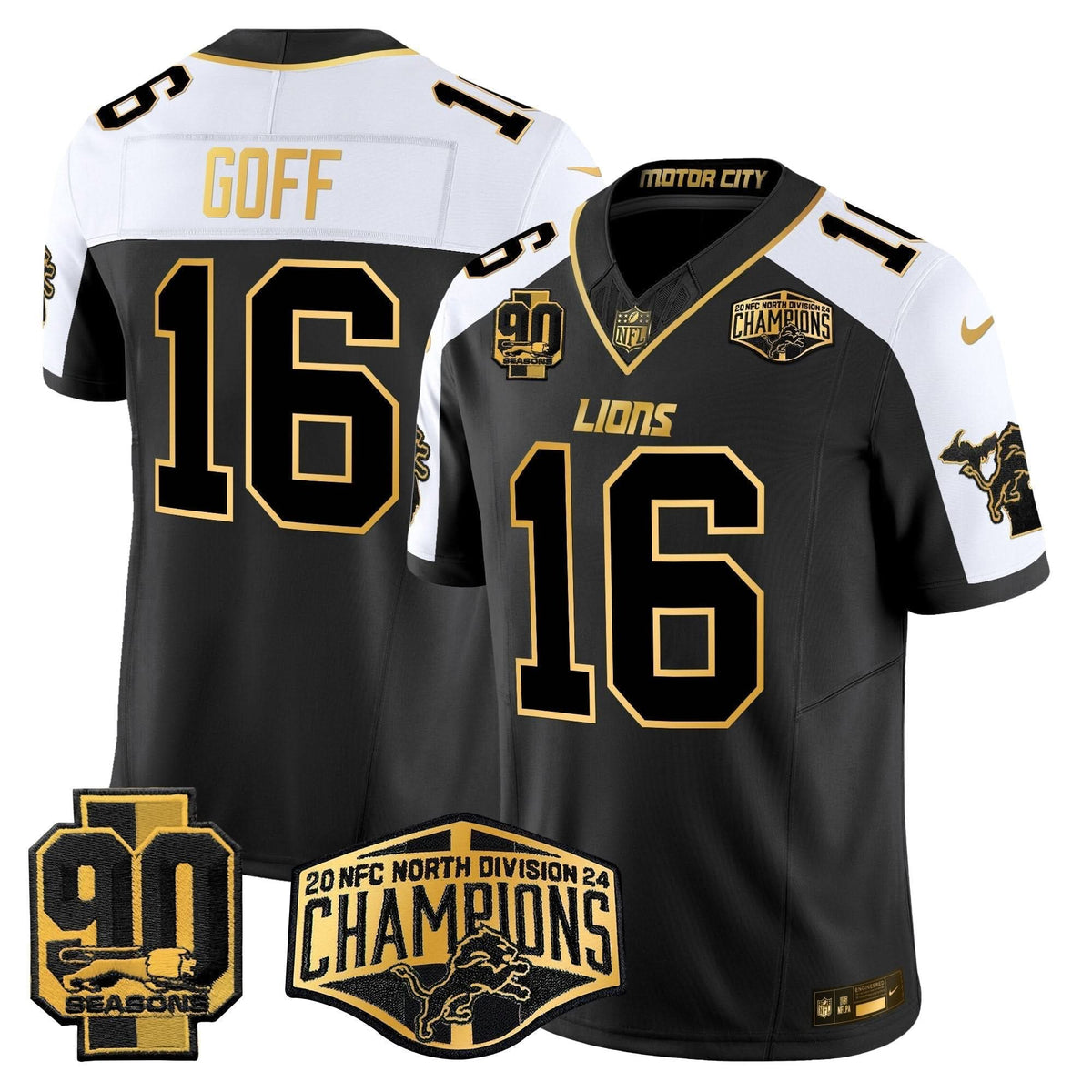 DET 2024 NFC North Division Champions Patch Gold Vapor Limited Jersey