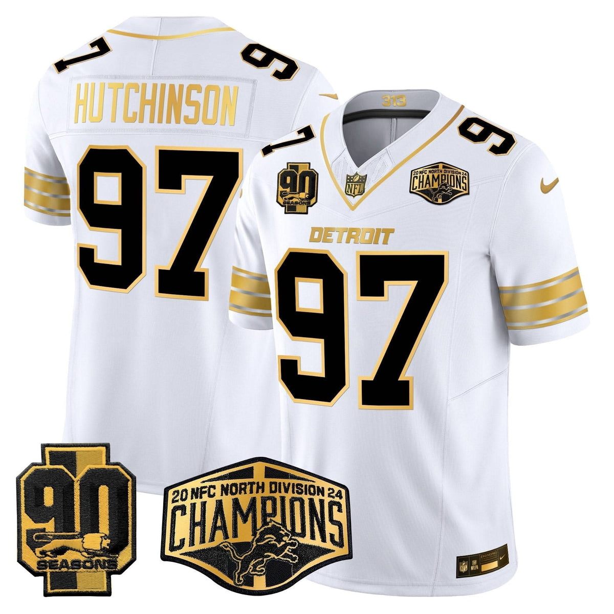 DET 2024 NFC North Division Champions Patch Gold Vapor Limited Jersey