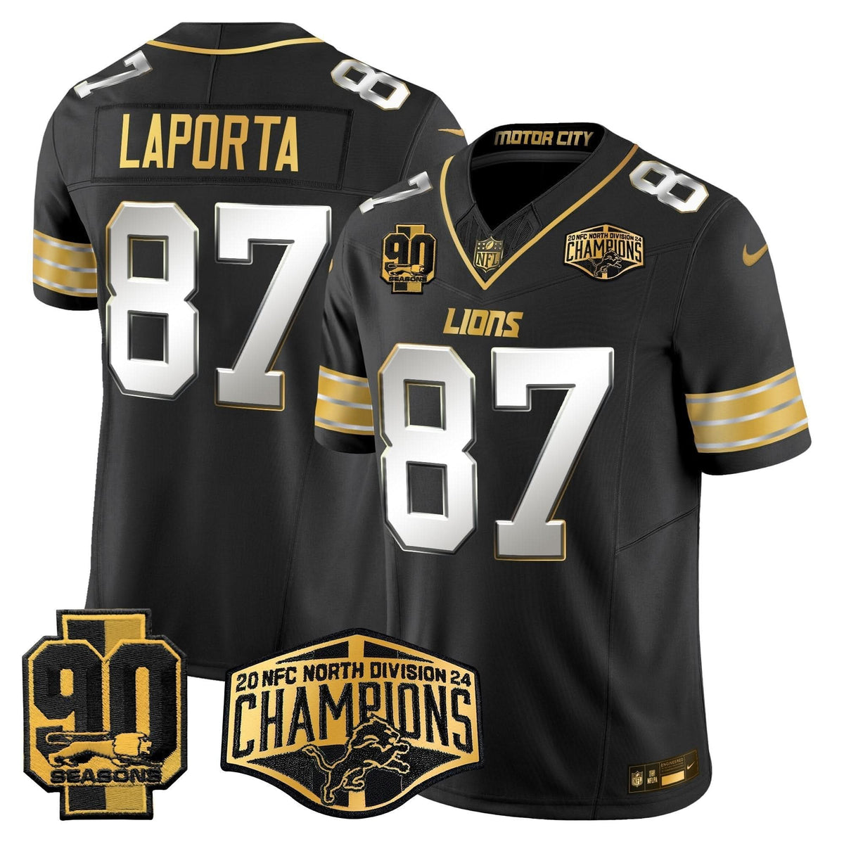 DET 2024 NFC North Division Champions Patch Gold Vapor Limited Jersey