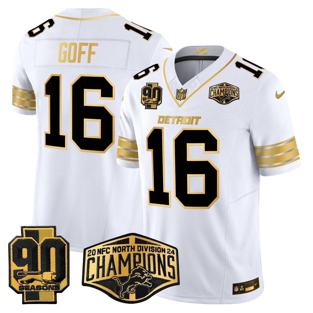 DET 2024 NFC North Division Champions Patch Gold Vapor Limited Jersey