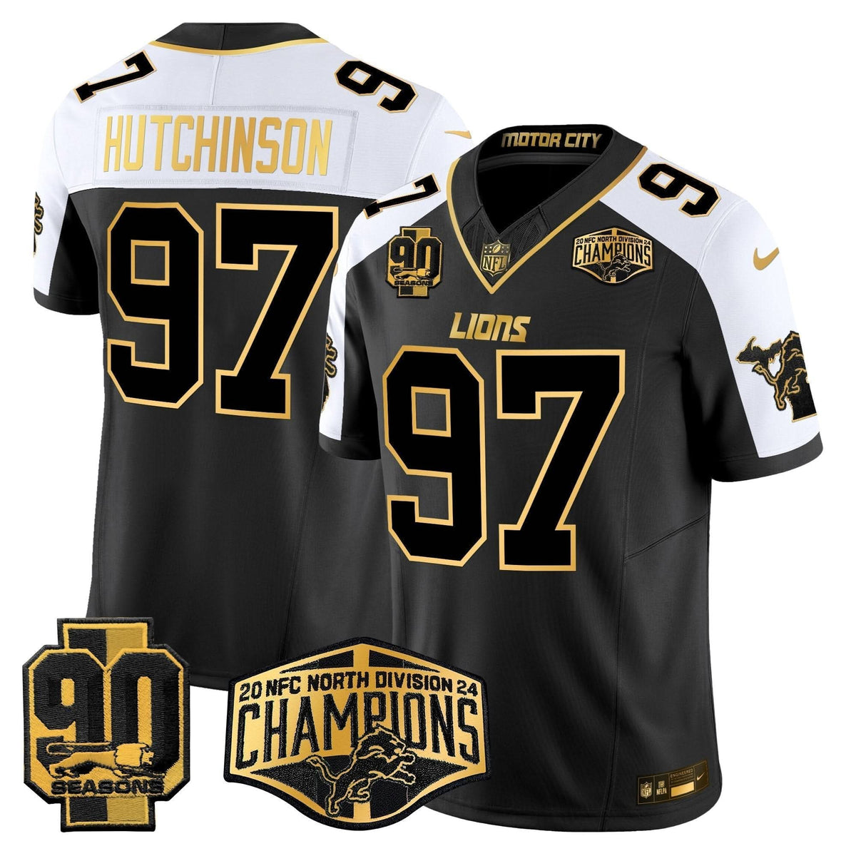 DET 2024 NFC North Division Champions Patch Gold Vapor Limited Jersey
