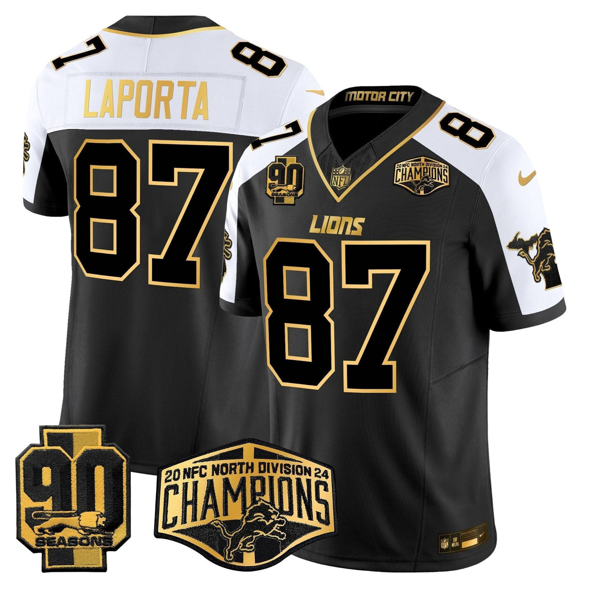 DET 2024 NFC North Division Champions Patch Gold Vapor Limited Jersey