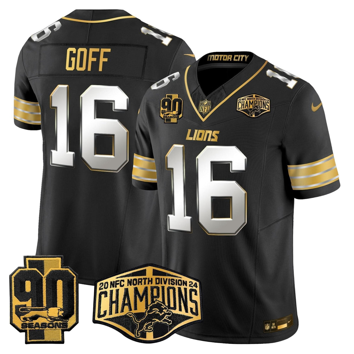 DET 2024 NFC North Division Champions Patch Gold Vapor Limited Jersey