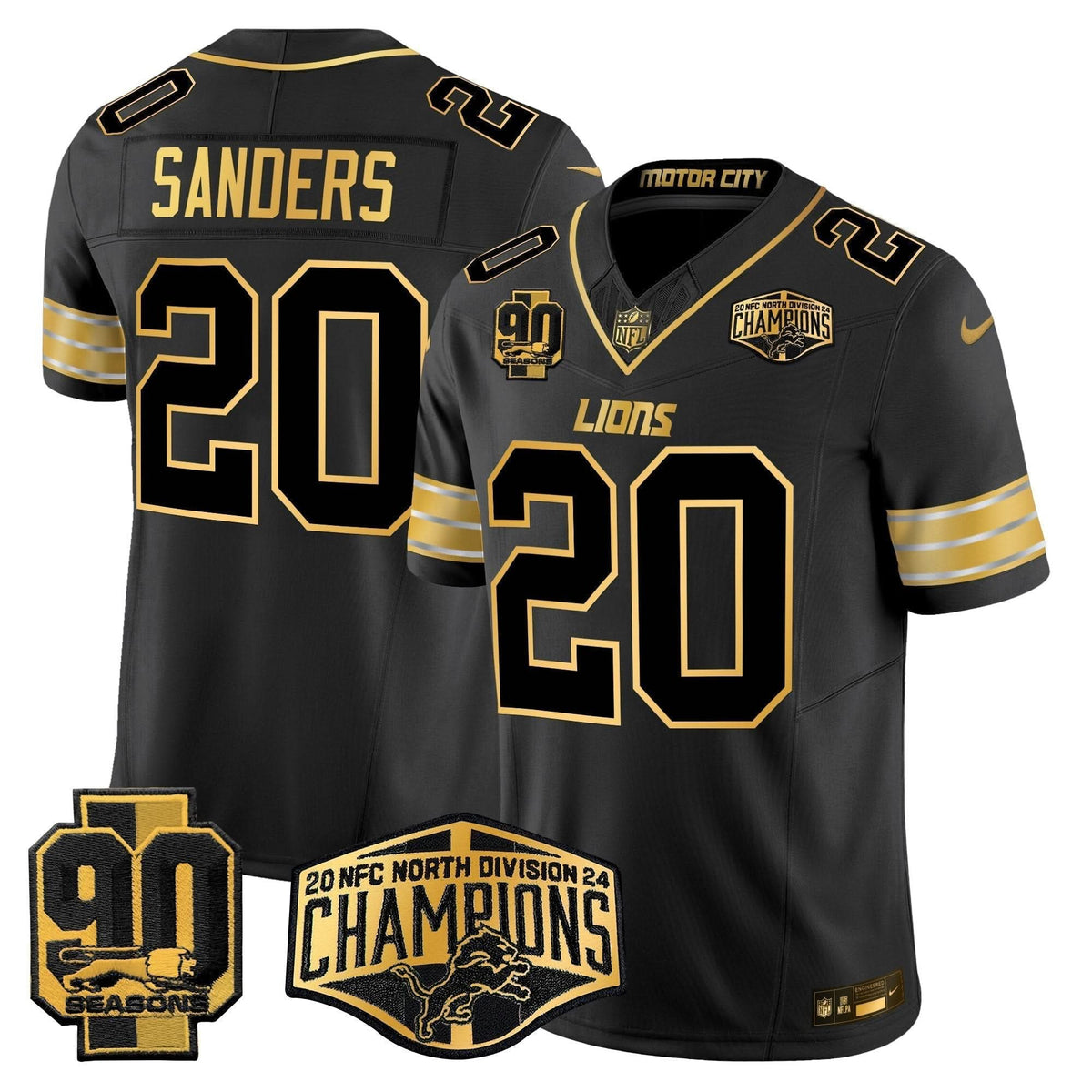 DET 2024 NFC North Division Champions Patch Gold Vapor Limited Jersey