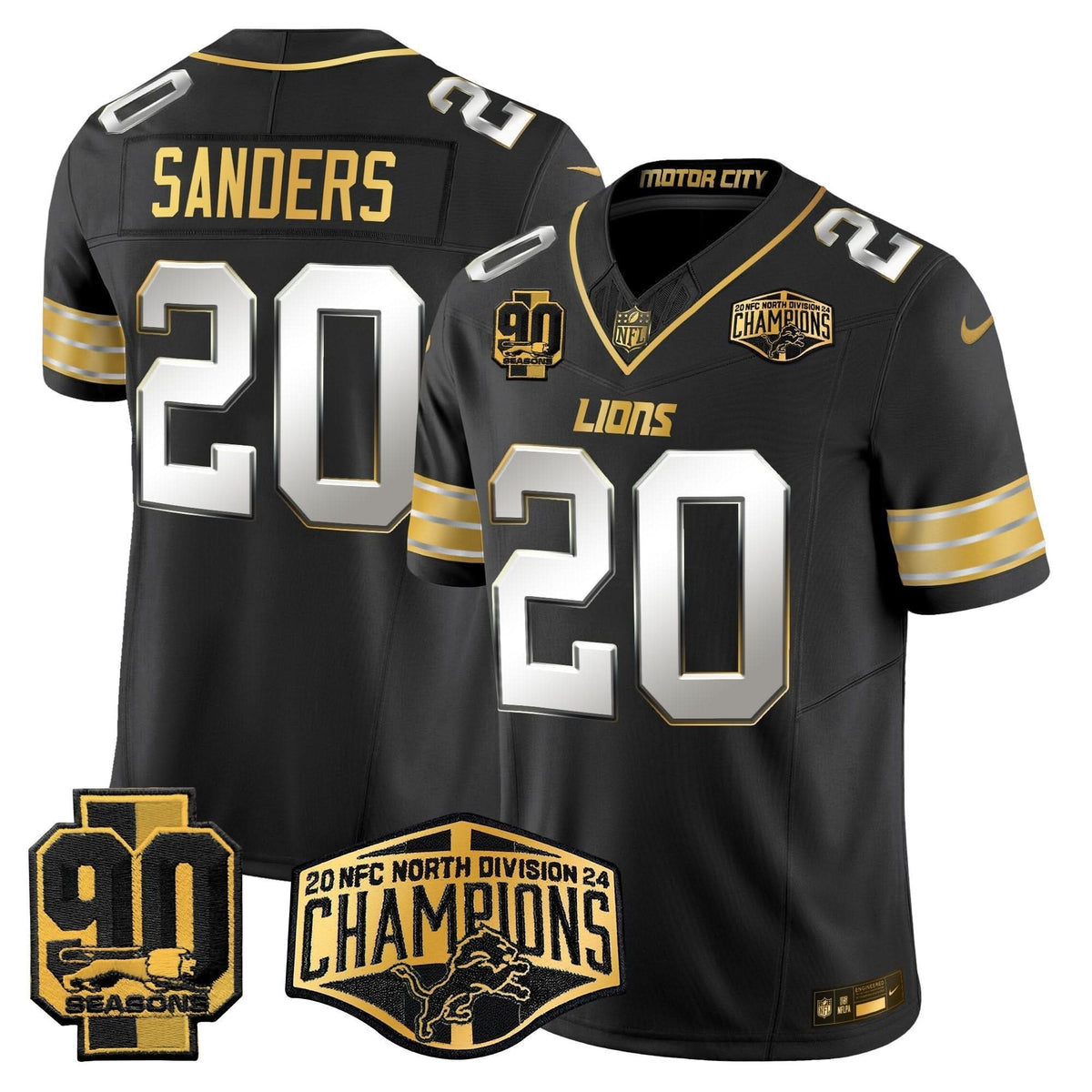 DET 2024 NFC North Division Champions Patch Gold Vapor Limited Jersey