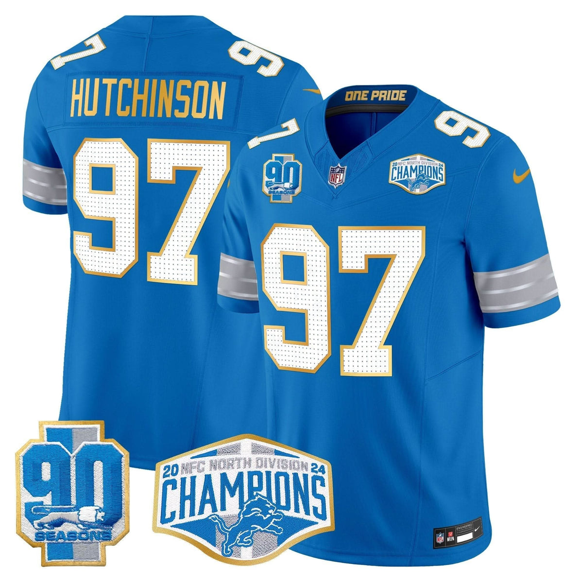 DET 2024 NFC North Division Champions Patch Gold Trim Vapor Limited Jersey