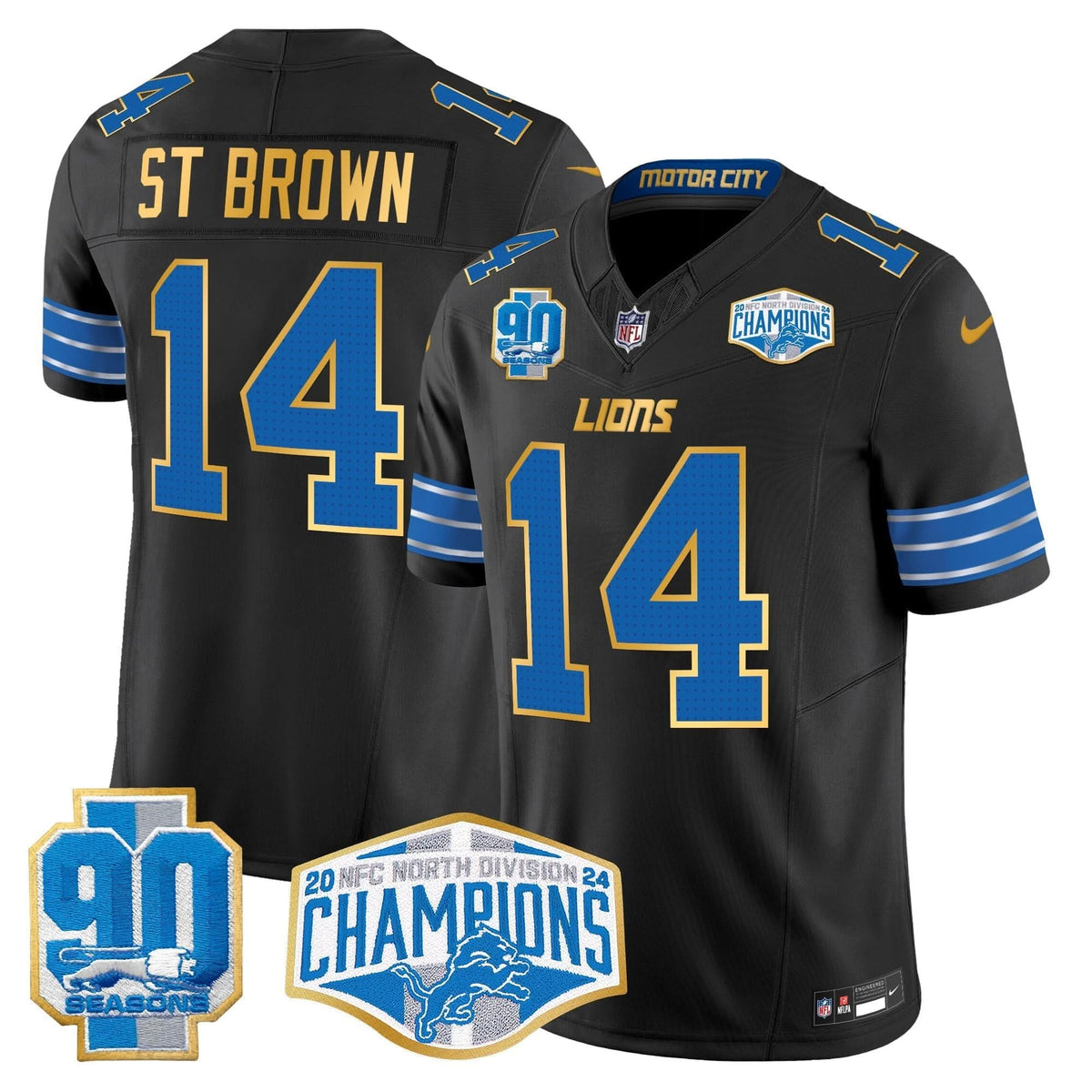 DET 2024 NFC North Division Champions Patch Gold Trim Vapor Limited Jersey