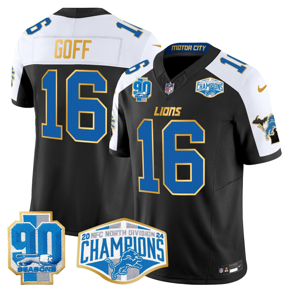 DET 2024 NFC North Division Champions Patch Gold Trim Vapor Limited Jersey