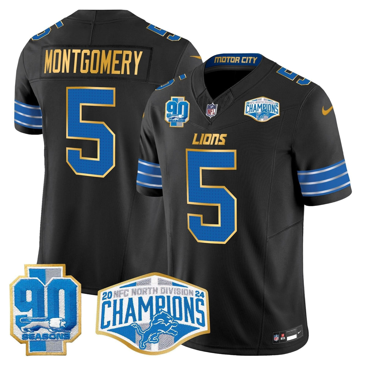 DET 2024 NFC North Division Champions Patch Gold Trim Vapor Limited Jersey