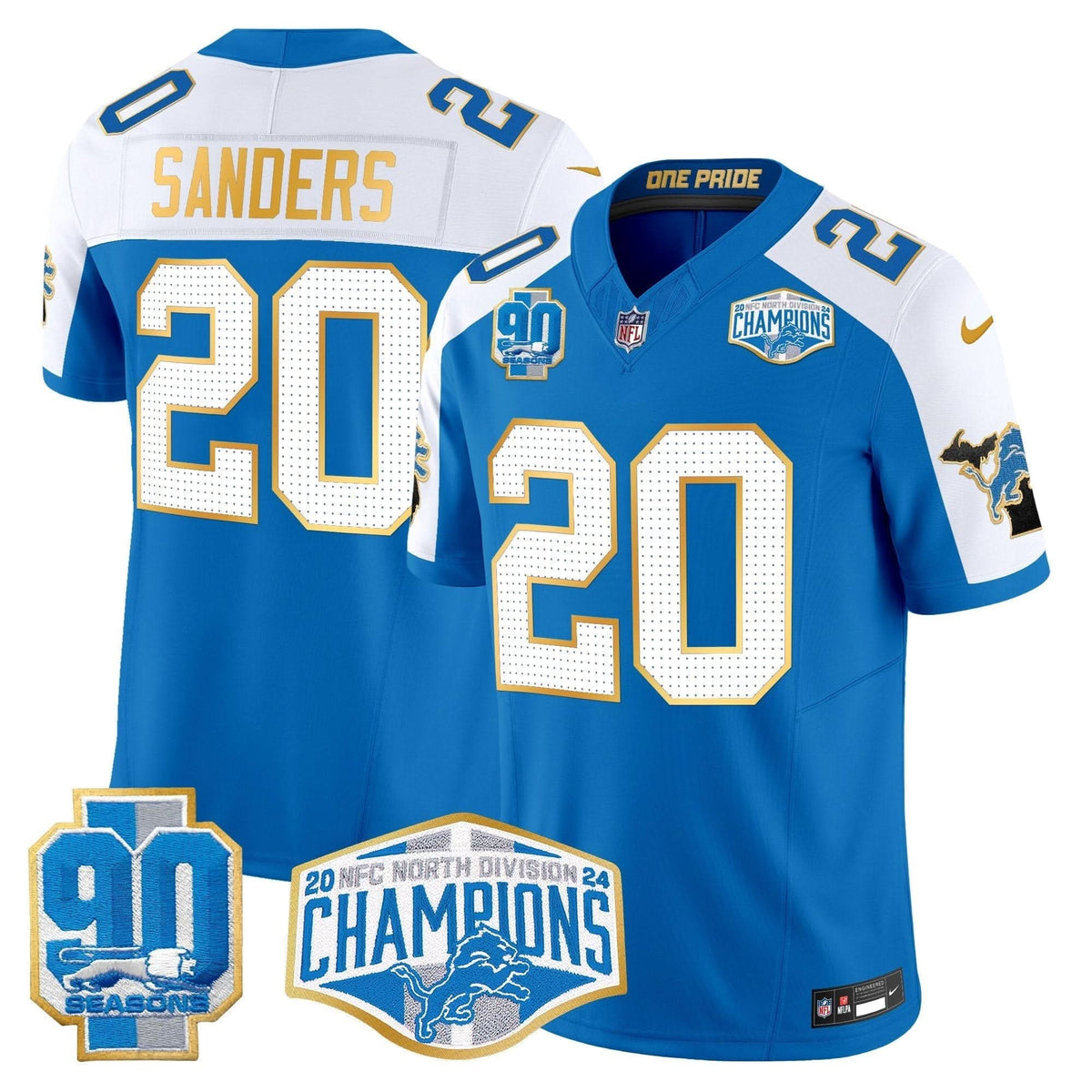 DET 2024 NFC North Division Champions Patch Gold Trim Vapor Limited Jersey