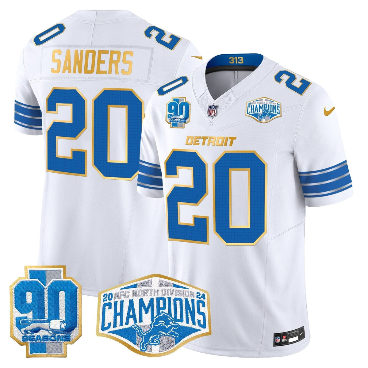 DET 2024 NFC North Division Champions Patch Gold Trim Vapor Limited Jersey