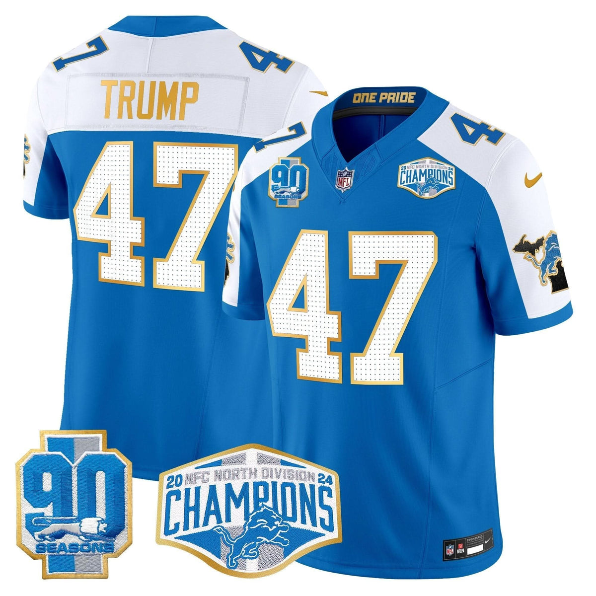 DET 2024 NFC North Division Champions Patch Gold Trim Vapor Limited Jersey