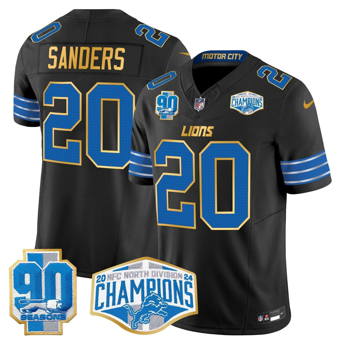 DET 2024 NFC North Division Champions Patch Gold Trim Vapor Limited Jersey