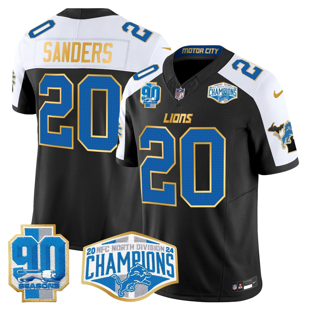 DET 2024 NFC North Division Champions Patch Gold Trim Vapor Limited Jersey
