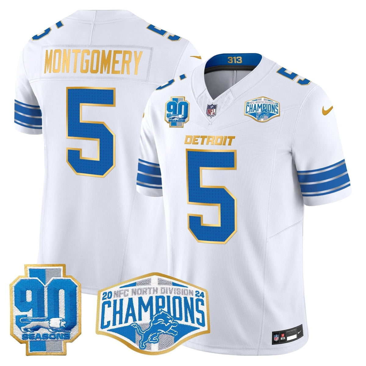 DET 2024 NFC North Division Champions Patch Gold Trim Vapor Limited Jersey