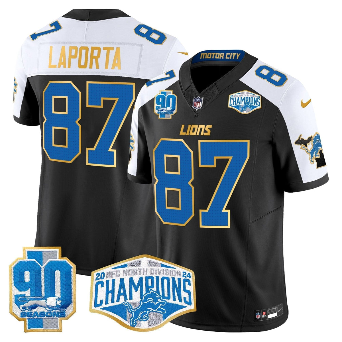 DET 2024 NFC North Division Champions Patch Gold Trim Vapor Limited Jersey