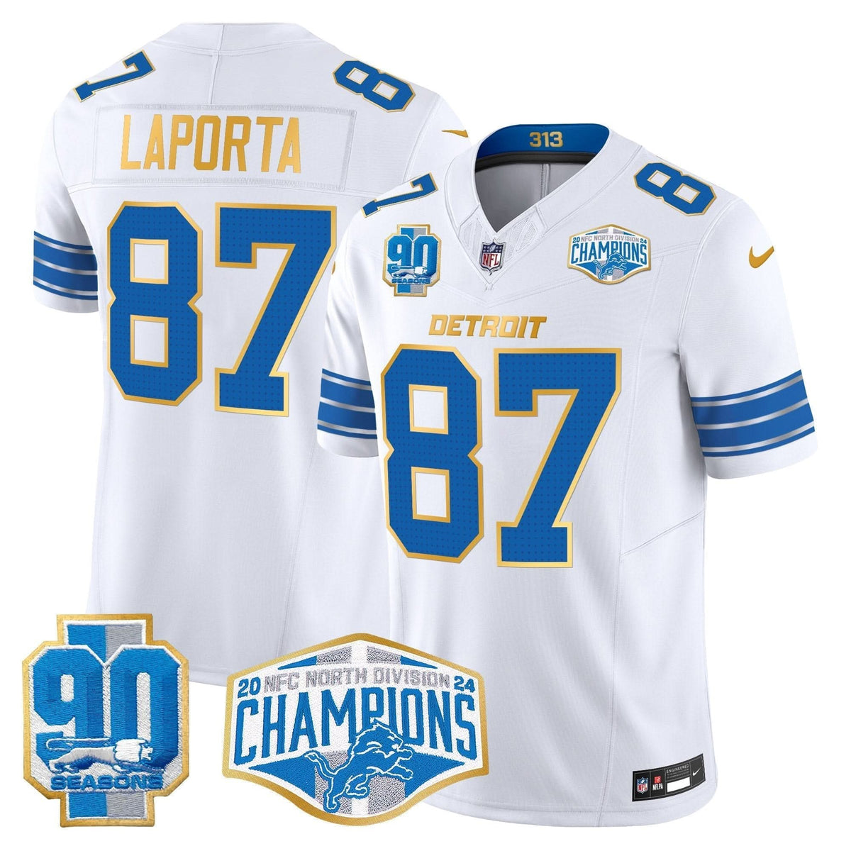 DET 2024 NFC North Division Champions Patch Gold Trim Vapor Limited Jersey