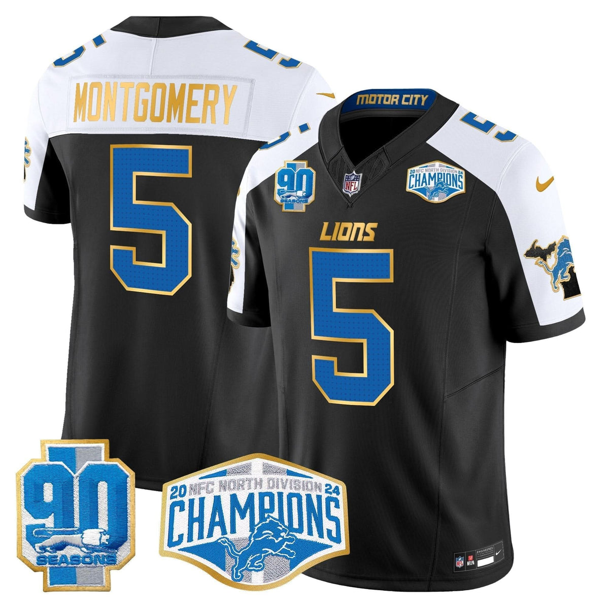 DET 2024 NFC North Division Champions Patch Gold Trim Vapor Limited Jersey