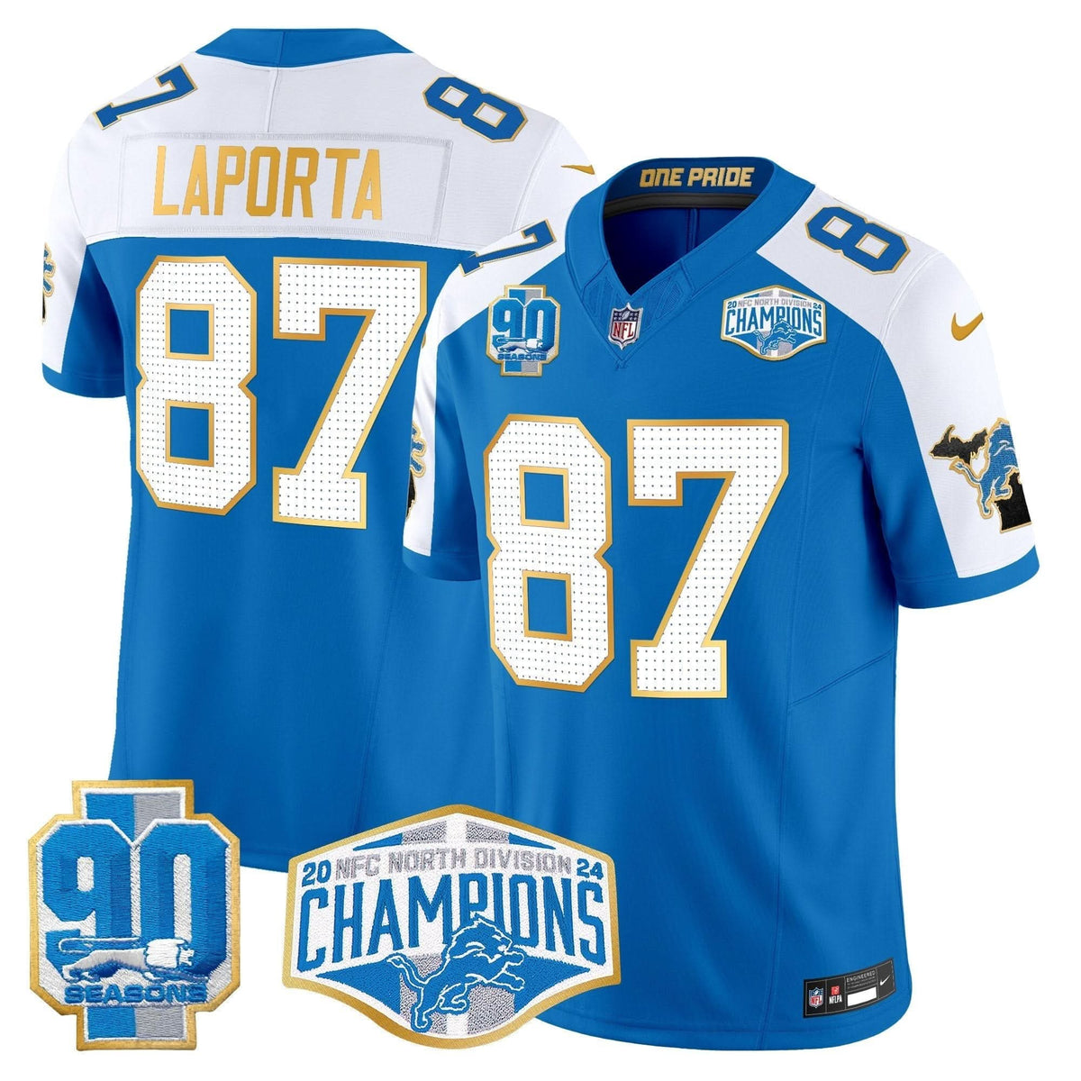 DET 2024 NFC North Division Champions Patch Gold Trim Vapor Limited Jersey