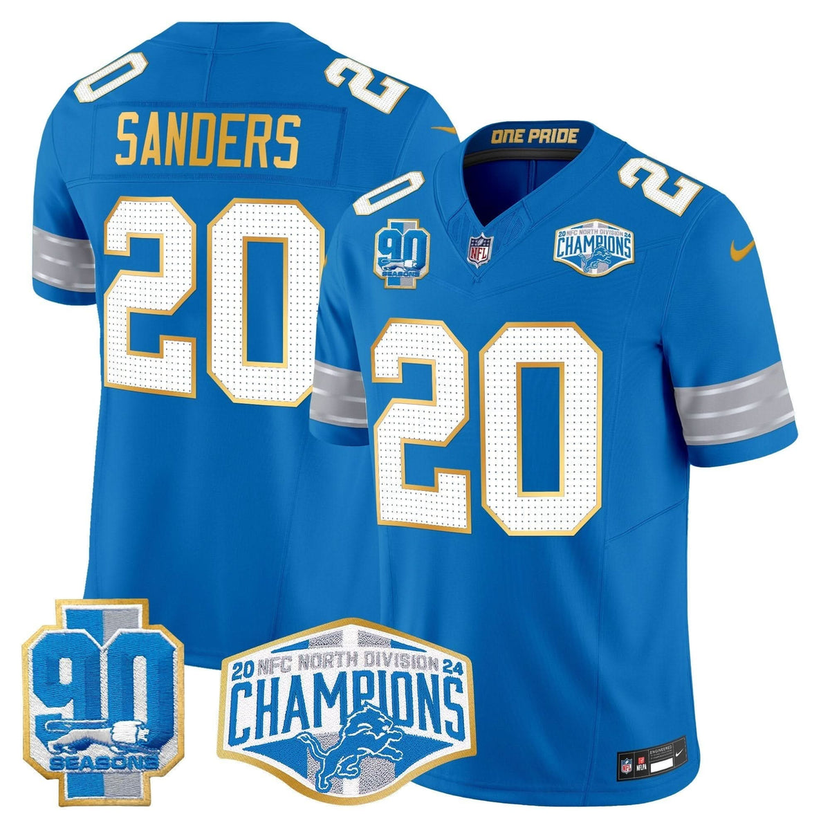 DET 2024 NFC North Division Champions Patch Gold Trim Vapor Limited Jersey