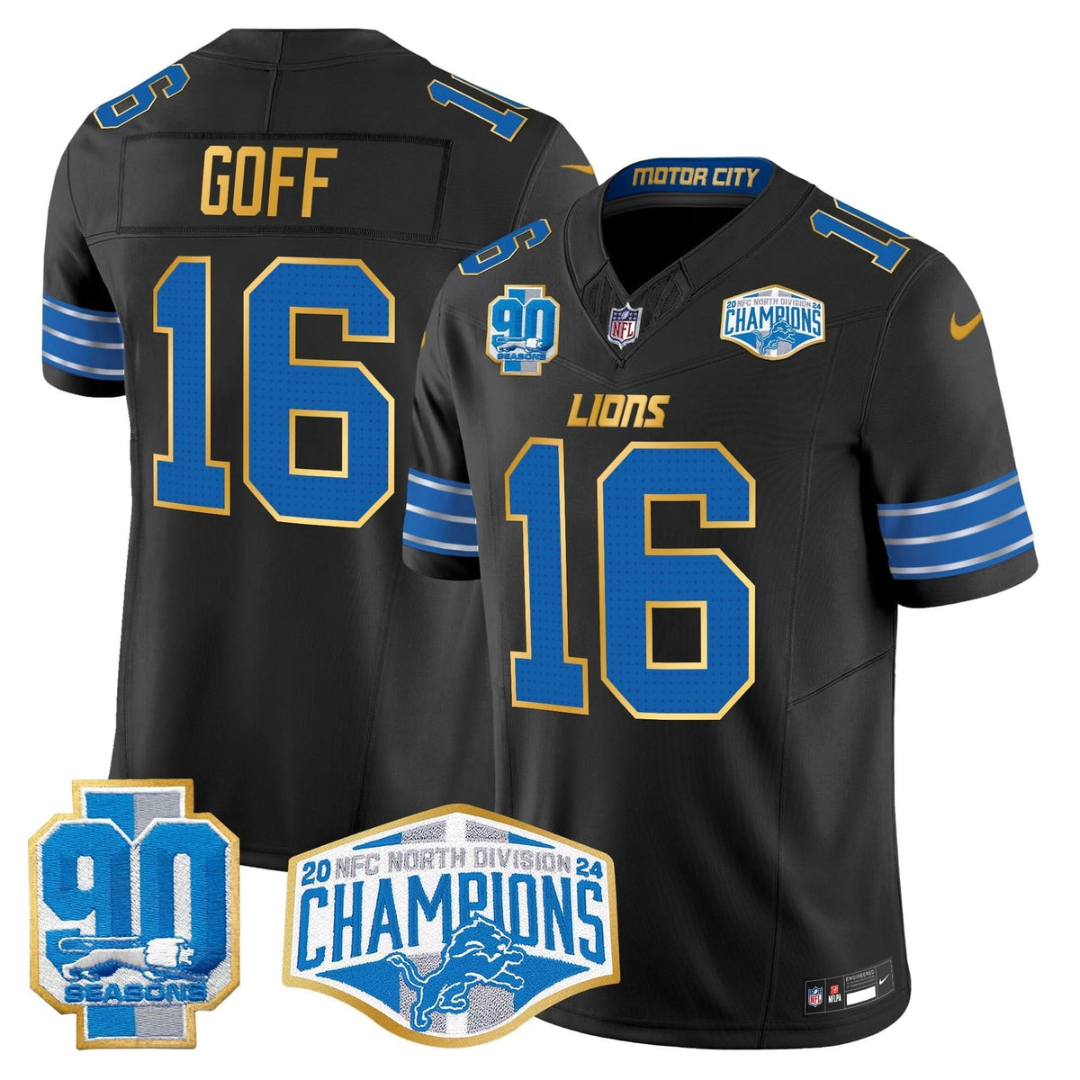 DET 2024 NFC North Division Champions Patch Gold Trim Vapor Limited Jersey