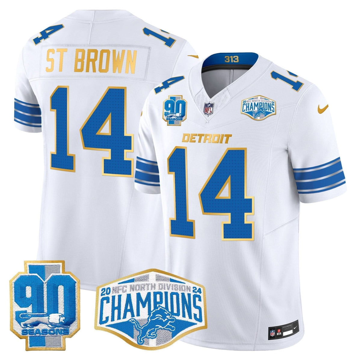 DET 2024 NFC North Division Champions Patch Gold Trim Vapor Limited Jersey