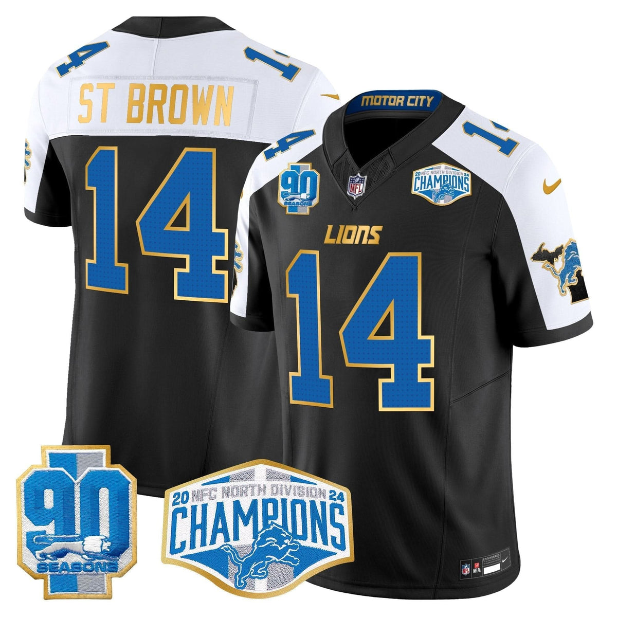 DET 2024 NFC North Division Champions Patch Gold Trim Vapor Limited Jersey