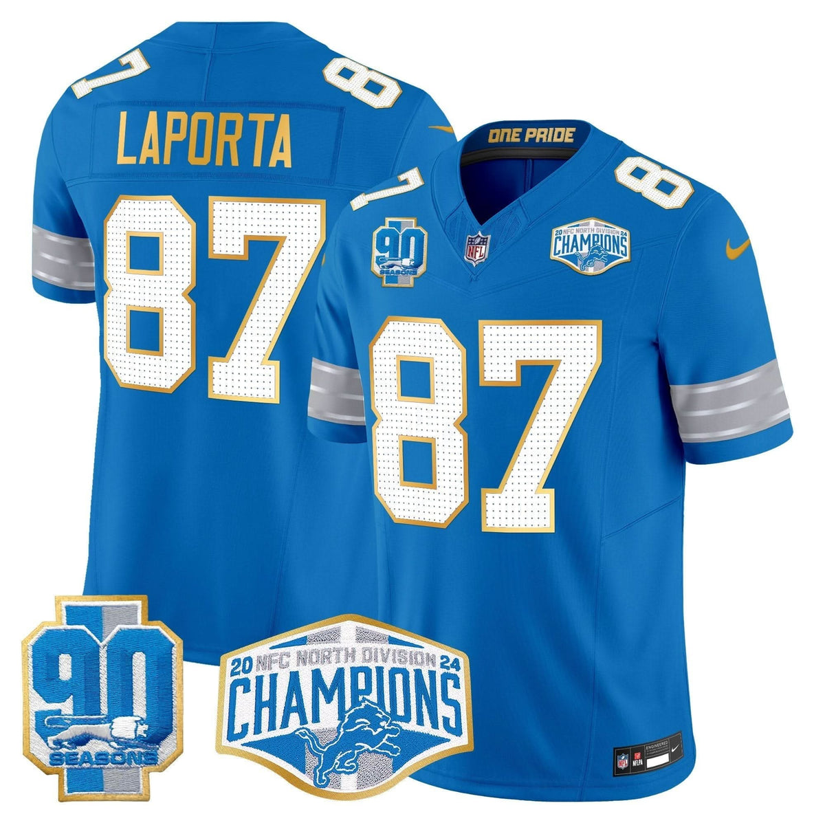 DET 2024 NFC North Division Champions Patch Gold Trim Vapor Limited Jersey