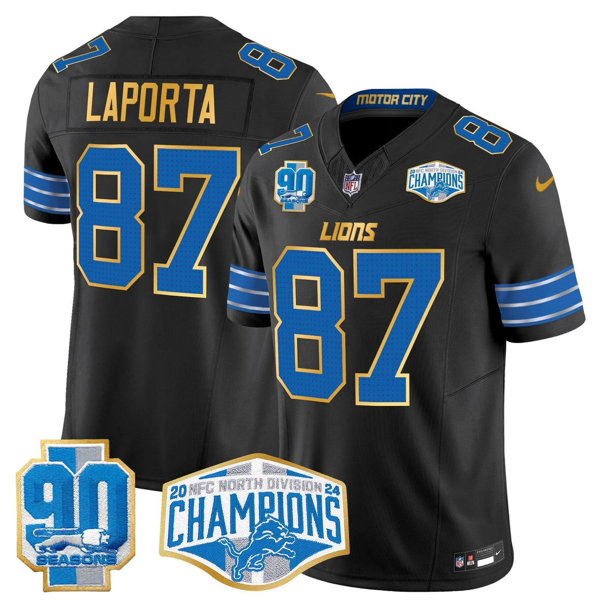 DET 2024 NFC North Division Champions Patch Gold Trim Vapor Limited Jersey