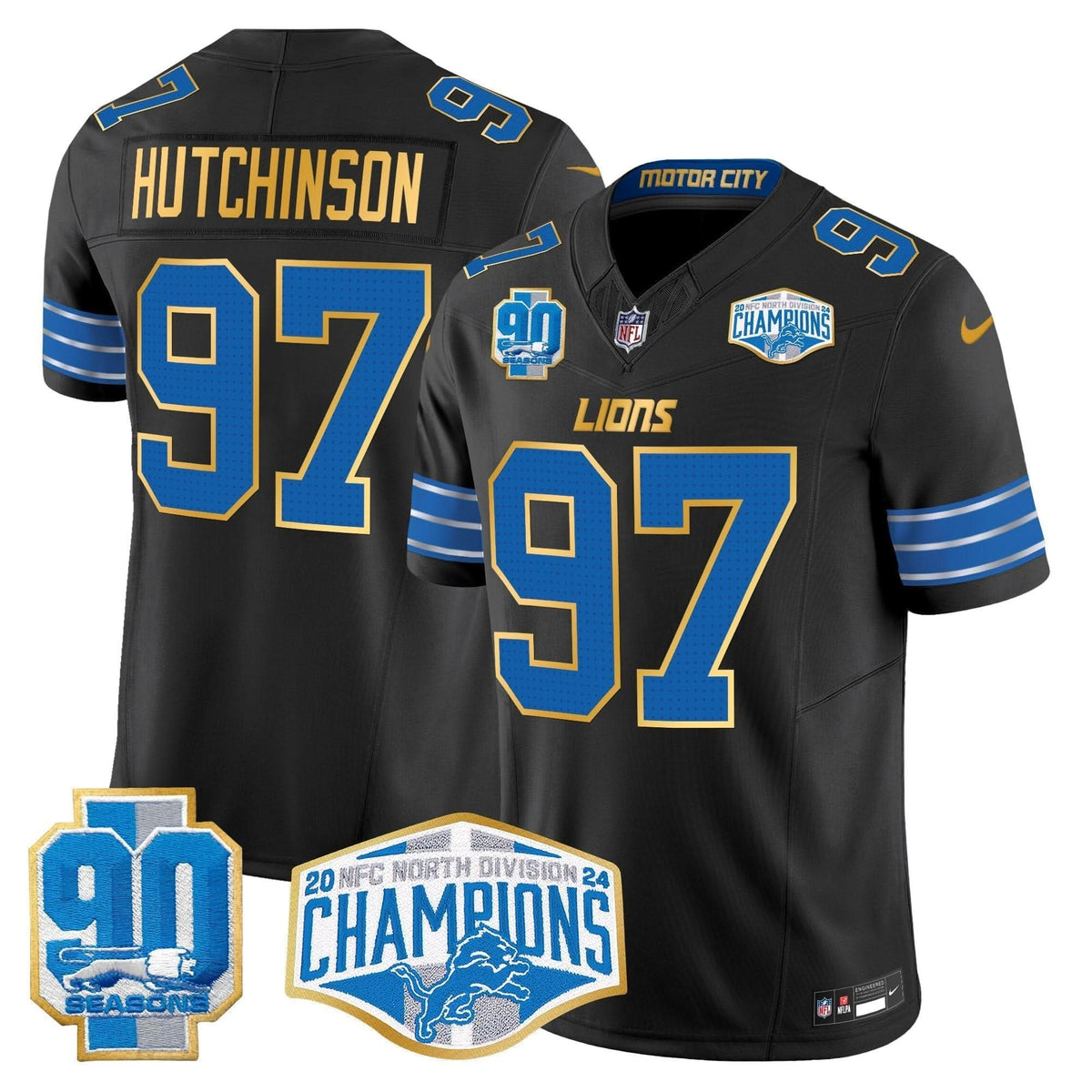 DET 2024 NFC North Division Champions Patch Gold Trim Vapor Limited Jersey
