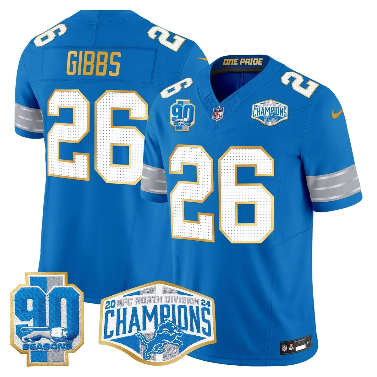 DET 2024 NFC North Division Champions Patch Gold Trim Vapor Limited Jersey