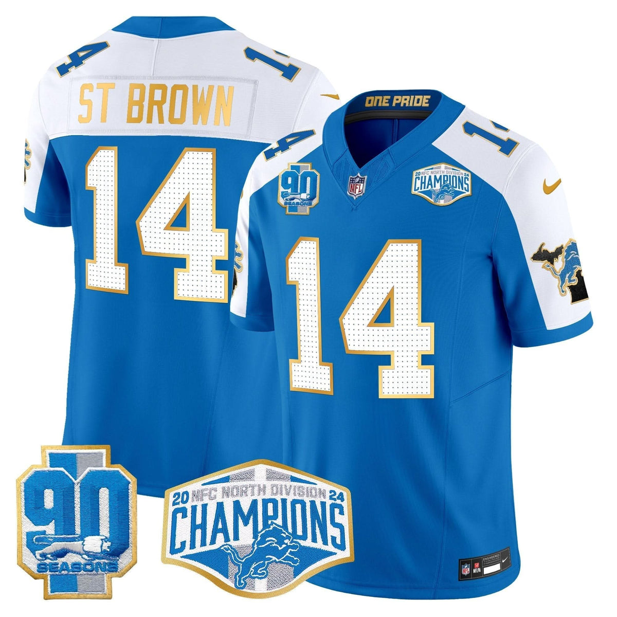 DET 2024 NFC North Division Champions Patch Gold Trim Vapor Limited Jersey