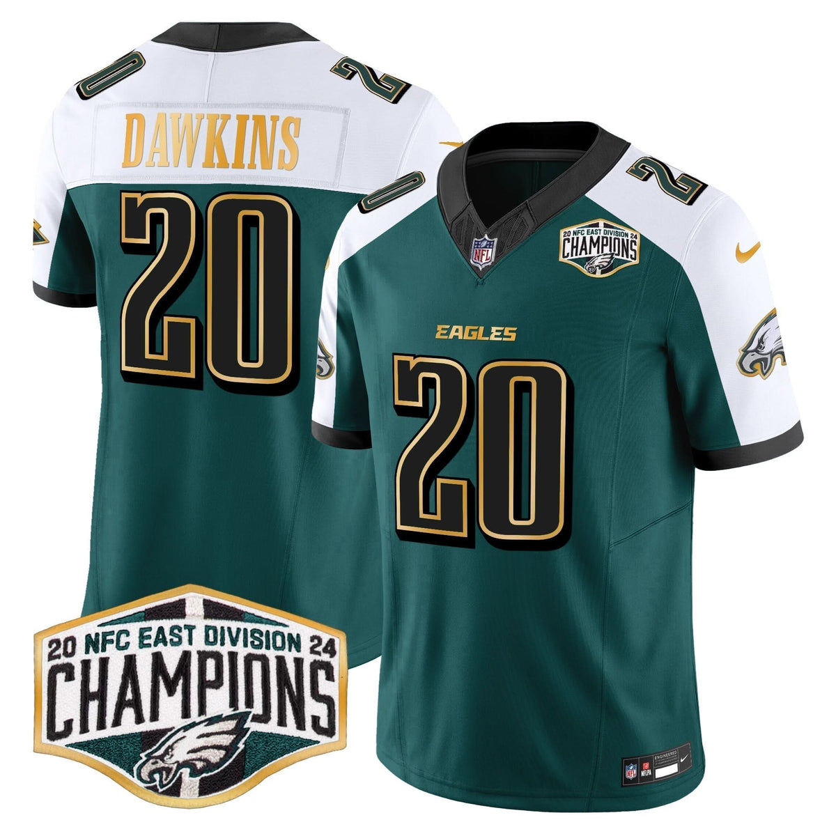 PHI 2024 NFC East Division Champions Gold Trim Vapor Limited Jersey