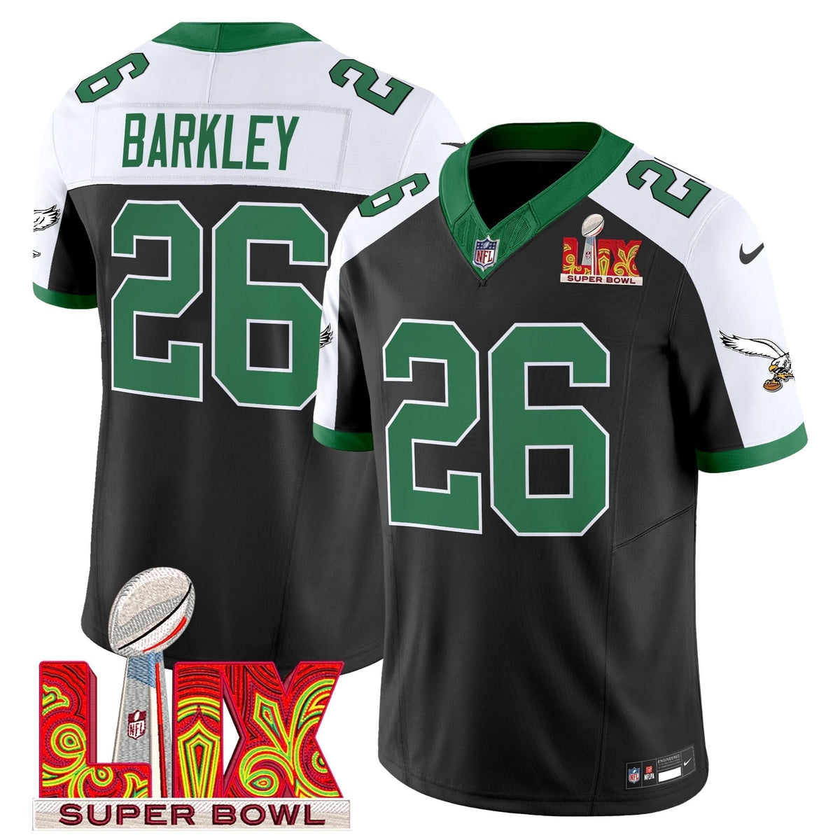 PE Kelly Green Super Bowl LIX Patch Vapor Limited Jersey