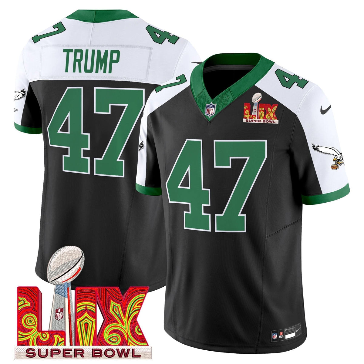 PE Kelly Green Super Bowl LIX Patch Vapor Limited Jersey