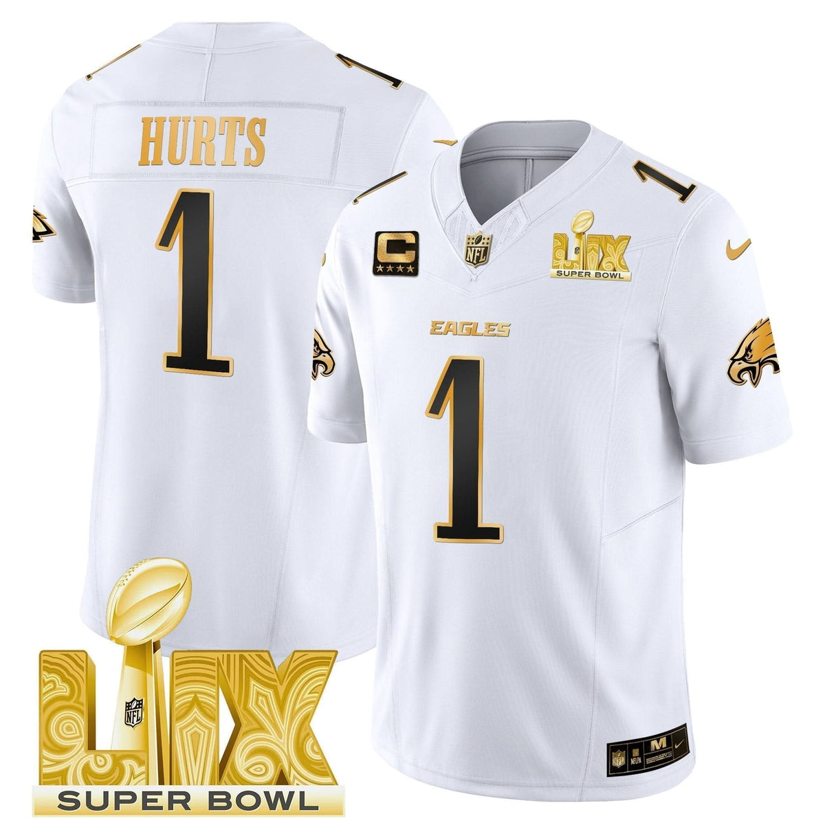 PE Super Bowl LIX Patch Gold Vapor Limited Jersey