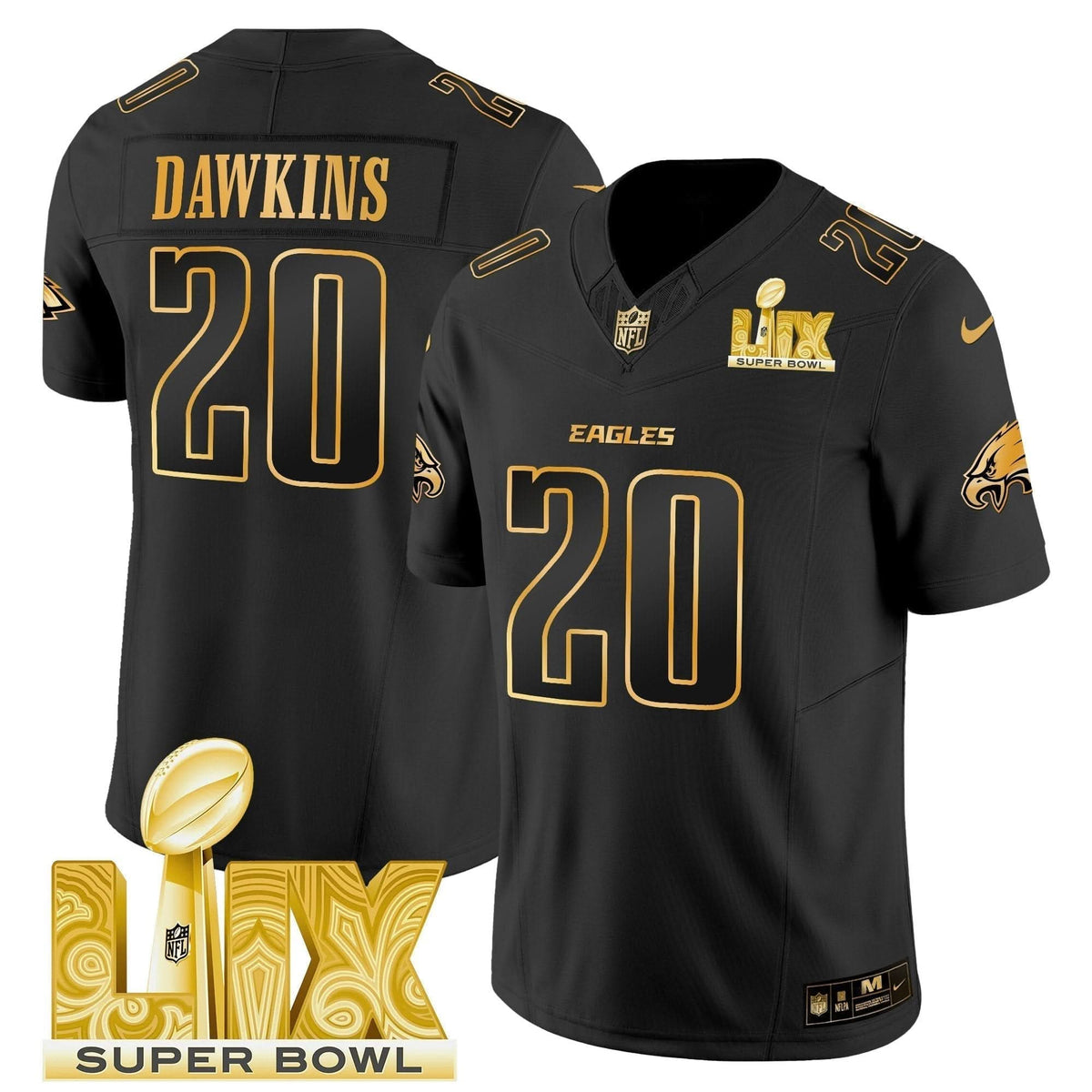 PE Super Bowl LIX Patch Gold Vapor Limited Jersey