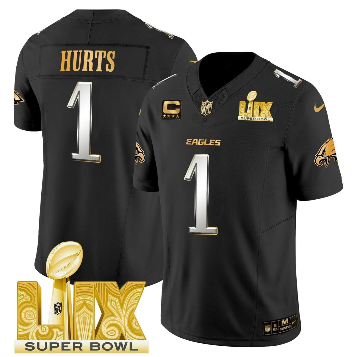 PE Super Bowl LIX Patch Gold Vapor Limited Jersey