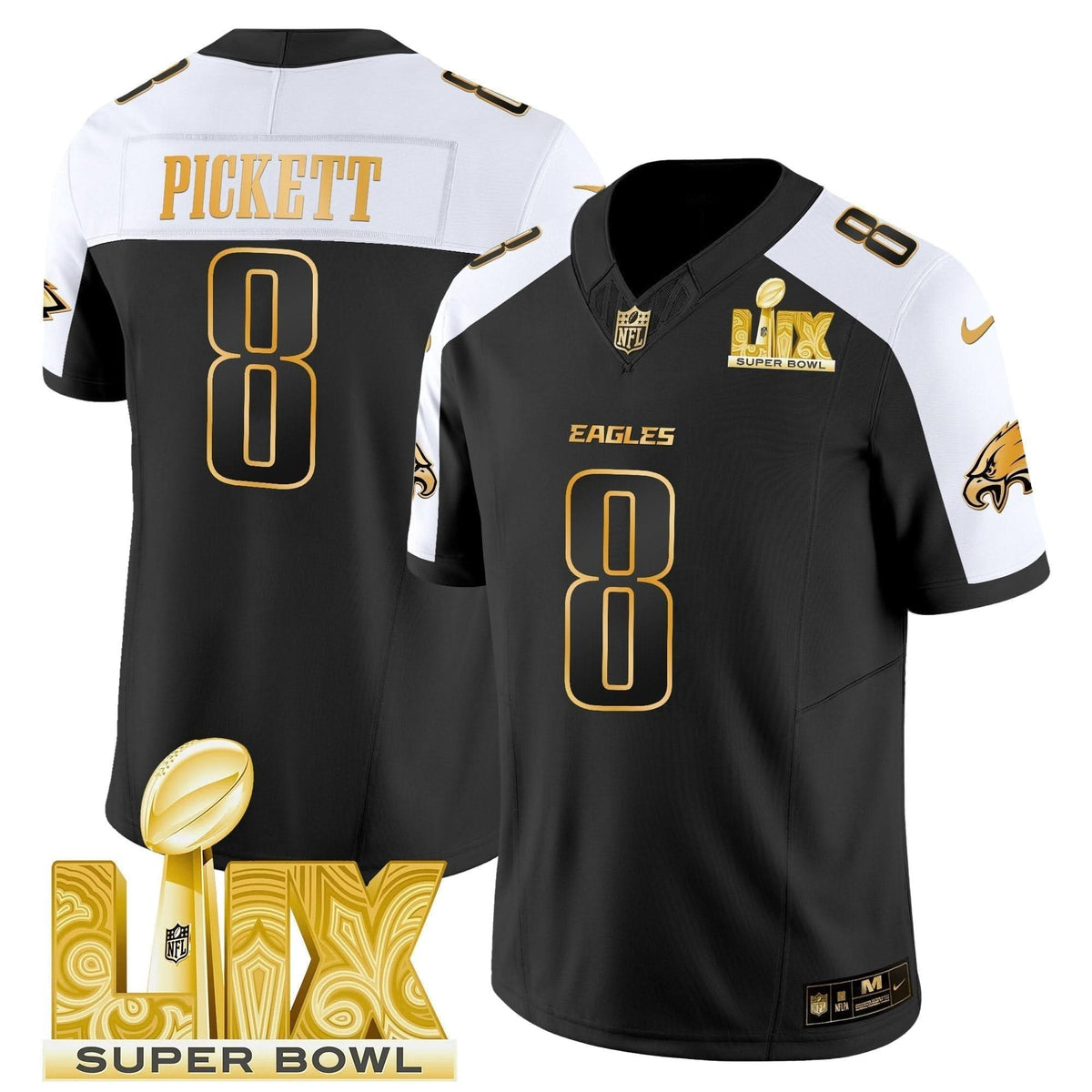 PE Super Bowl LIX Patch Gold Vapor Limited Jersey