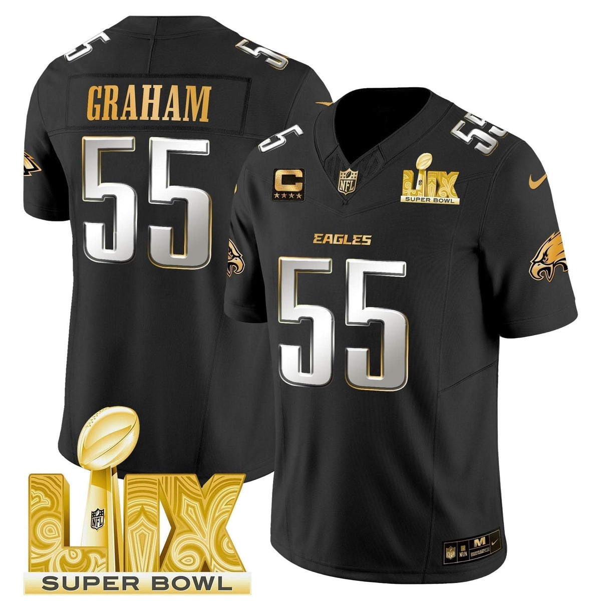 PE Super Bowl LIX Patch Gold Vapor Limited Jersey