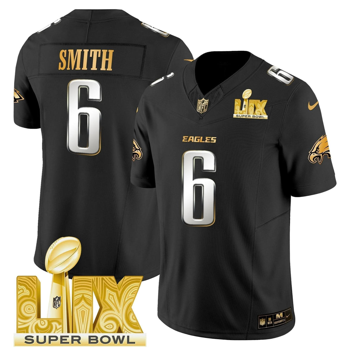 PE Super Bowl LIX Patch Gold Vapor Limited Jersey
