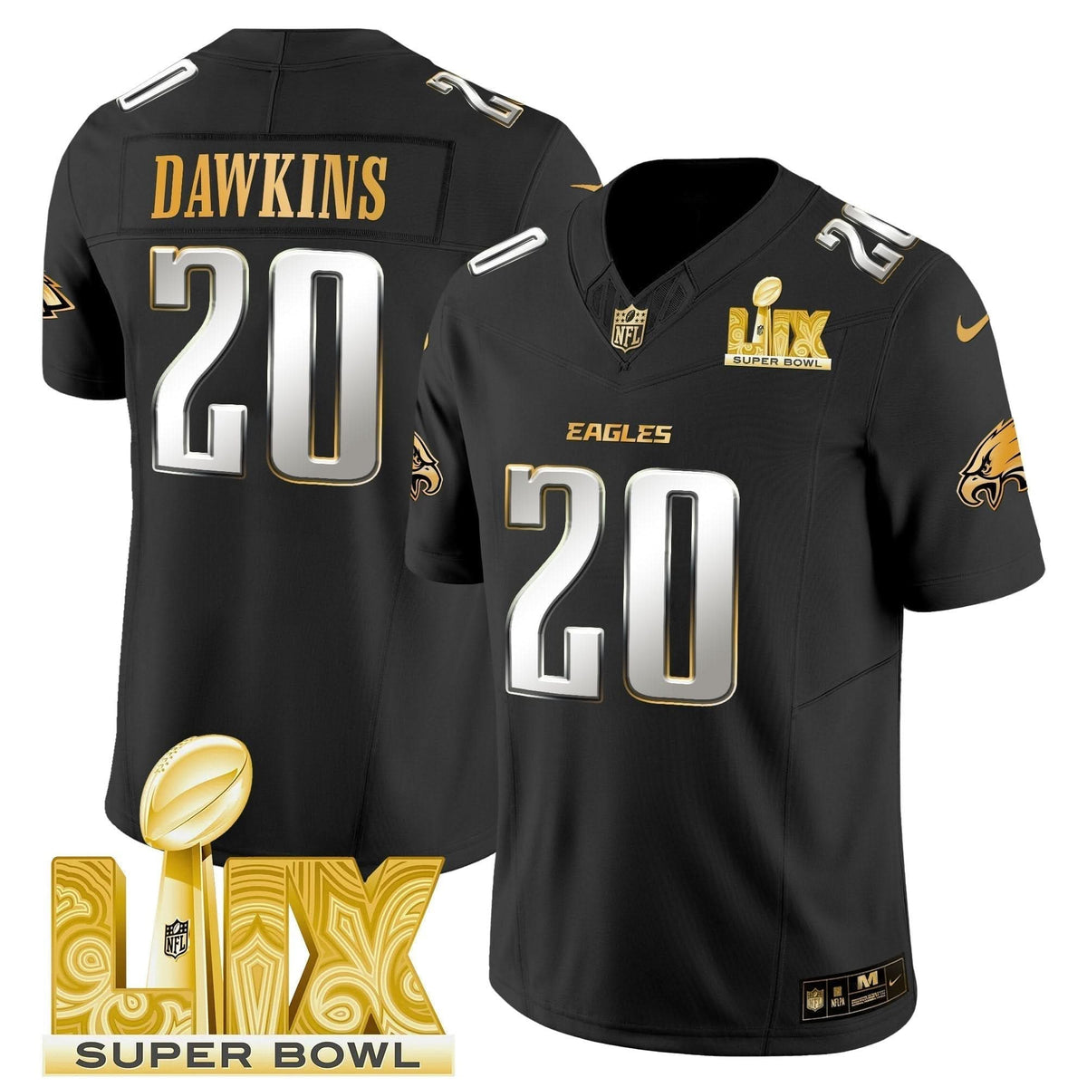 PE Super Bowl LIX Patch Gold Vapor Limited Jersey