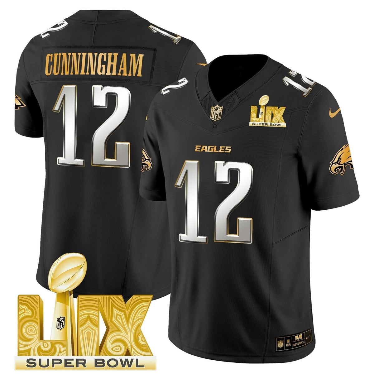 PE Super Bowl LIX Patch Gold Vapor Limited Jersey