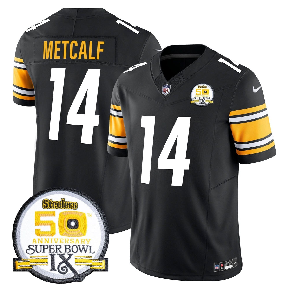 PIT 50th Anniversary Of Super Bowl IX Patch Vapor Limited Jersey