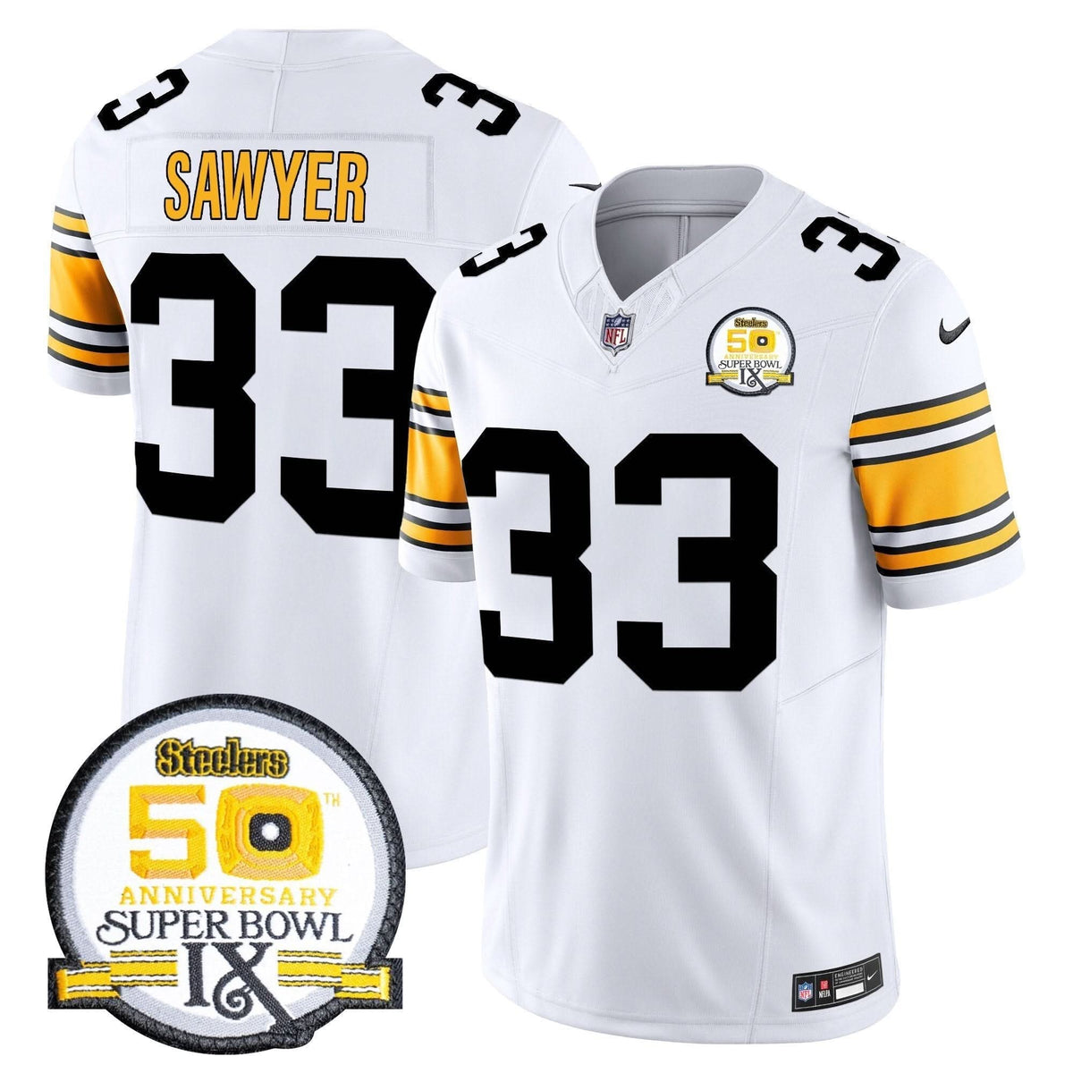 PIT 50th Anniversary Of Super Bowl IX Patch Vapor Limited Jersey