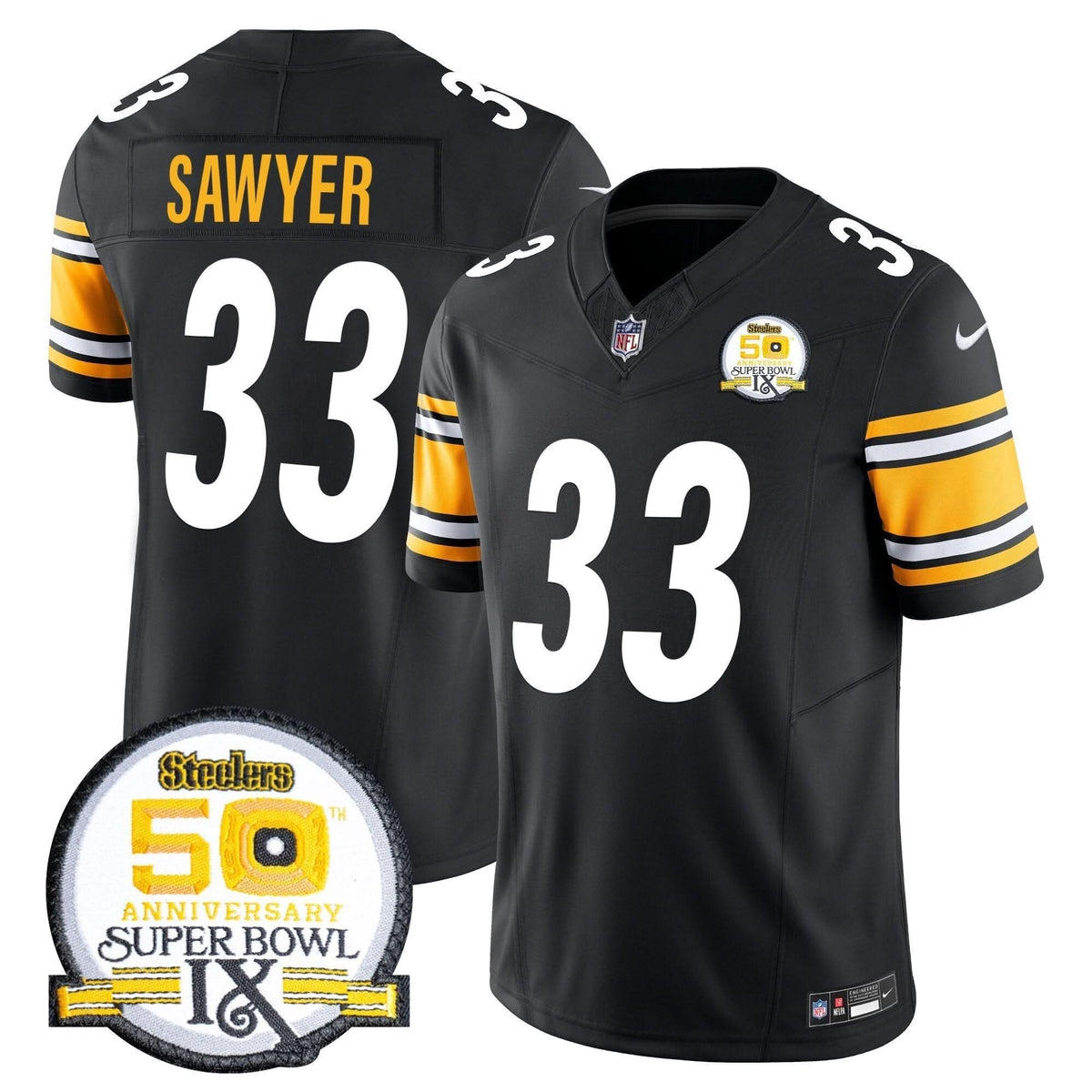 PIT 50th Anniversary Of Super Bowl IX Patch Vapor Limited Jersey