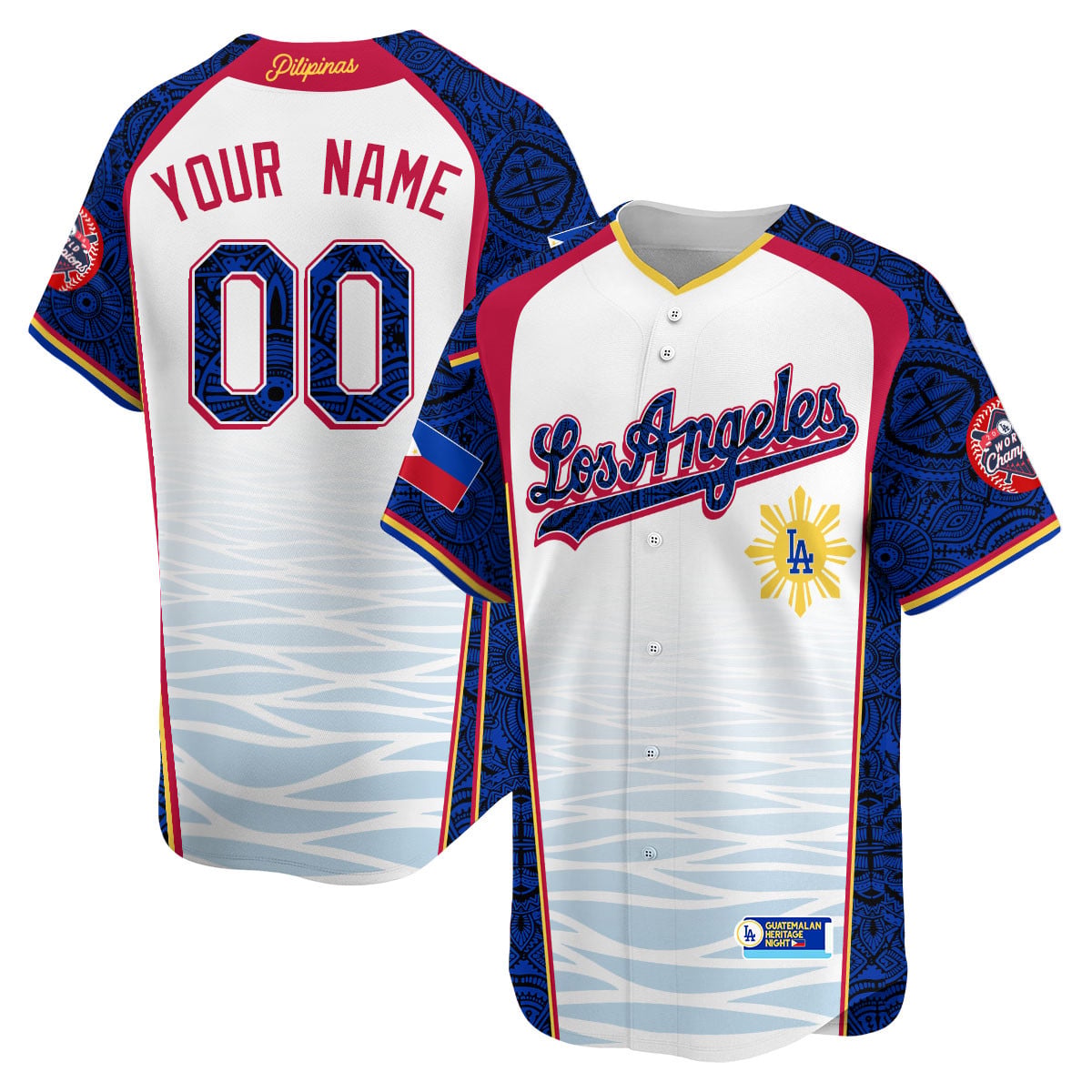 Custom Los Angeles Dodgers Filipino Heritage Night Jersey - All Stitched