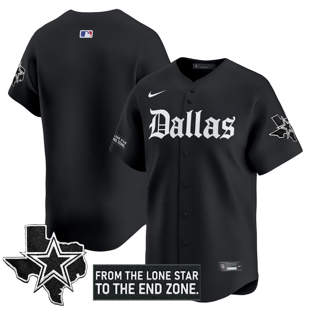 DC 'Gothic Lone Star Edition' Vapor Baseball Jersey - All Stitched