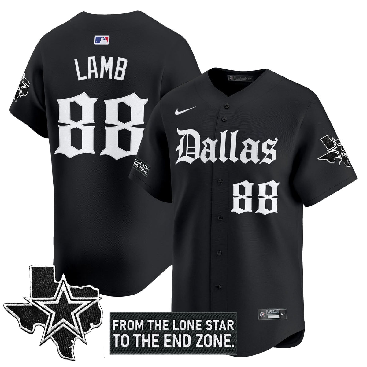 DC 'Gothic Lone Star Edition' Vapor Baseball Jersey - All Stitched