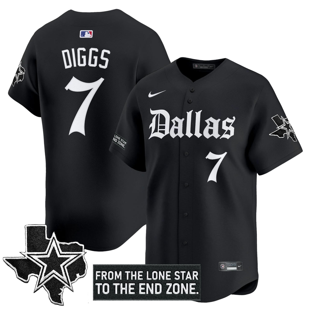 DC 'Gothic Lone Star Edition' Vapor Baseball Jersey - All Stitched